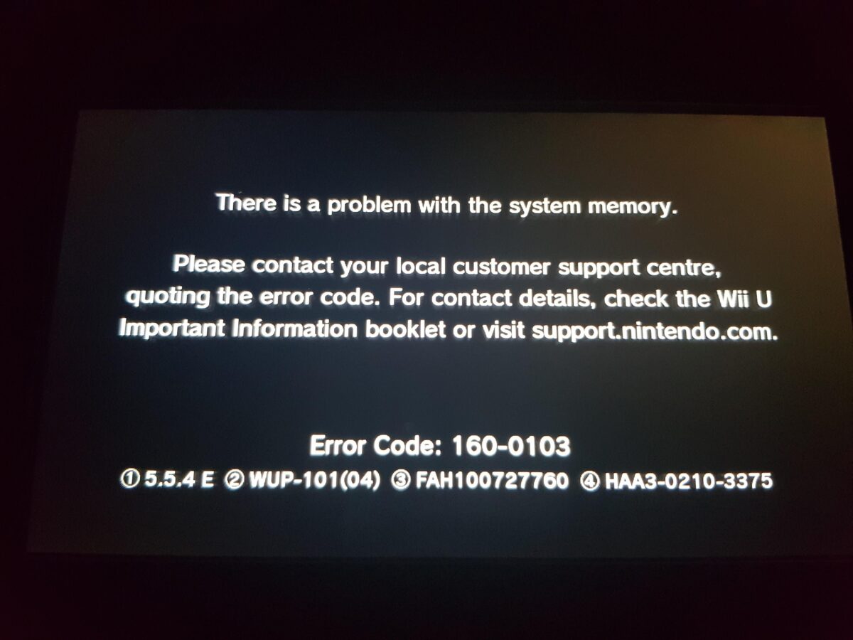 The dreaded Wii U error 160-0103